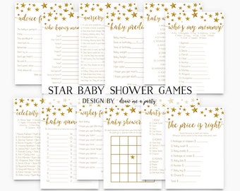 TWINKLE TWINKLE LITTLE Star , Baby Shower Games Package , Gold Star Baby Shower Games , Baby Bingo , Wishes , Printable Instant Download
