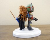 Ravenclaw girl and Boba Fett Wedding Cake Topper. Harry Potter & Star Wars Cake Topper