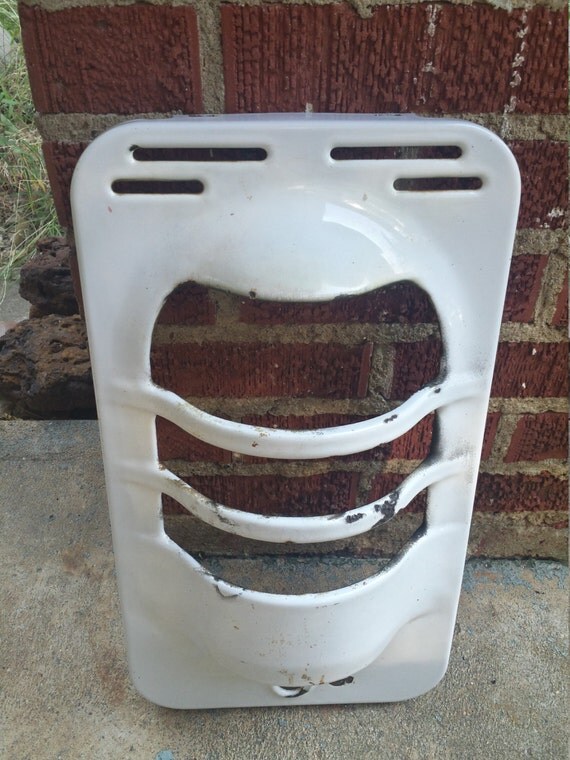 Vintage White Enamel Metal Gas Wall Heater Cover