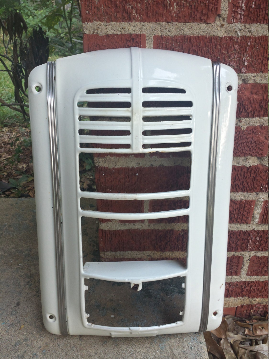 Vintage White Porcelain Metal Gas Wall Heater by PlethoraOfJunk