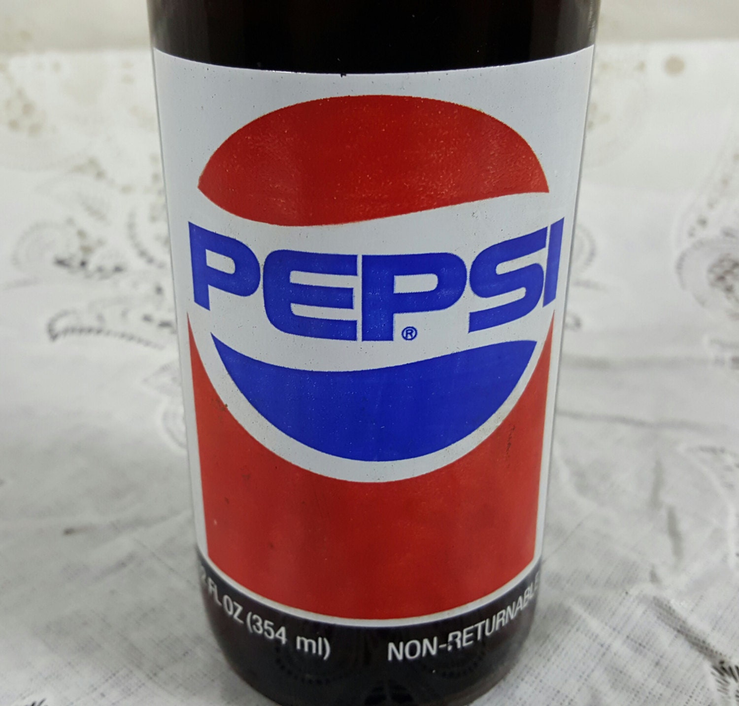 Vintage Pepsi Longneck 12 Ounce Glass Bottle Full