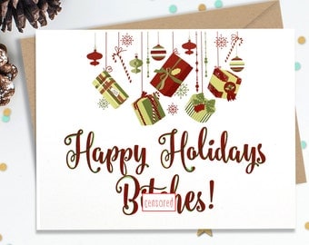 Mature, Funny Holiday Card, Christmas Card, Christmas Gift, Holiday Gift, Funny Greeting, Funny Card, Happy Holidays, FourLetterWordCards