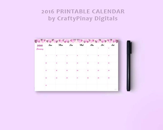 Printable 2016 Calendar Make Your Own Calendar Hand Drawn