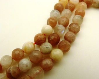 8mm Natural Moonstone Beads Faceted Round 8mm Moonstone 8mm Faceted Moonstone Faceted Beads Faceted Stone Faceted Gemstone Faceted Mala