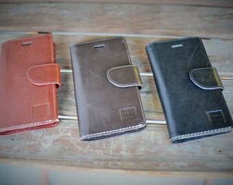 Handmade iPhone 5/5s/SE Case Genuine Real Leather in Rich, Tan, Dark Brown or Black by Ebb & Flow