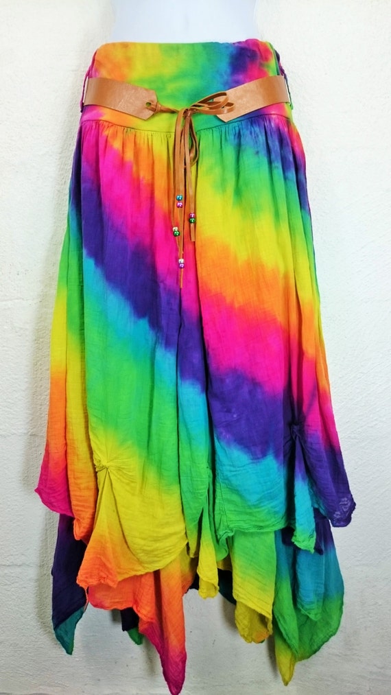 Tie Dye Skirt Festival Skirt Hippy Skirt Rainbow By Gazamtiedye 