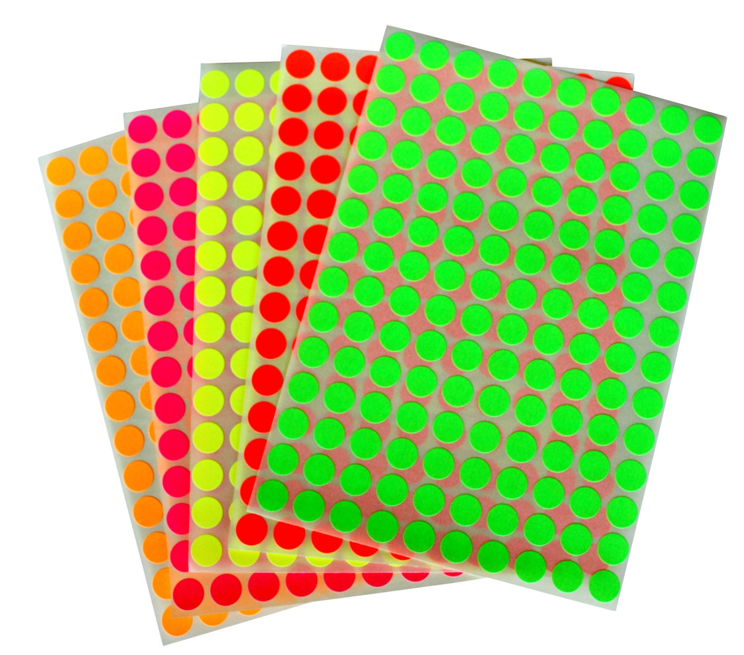 Neon Color Coding Small Round Stickers for School Projects for