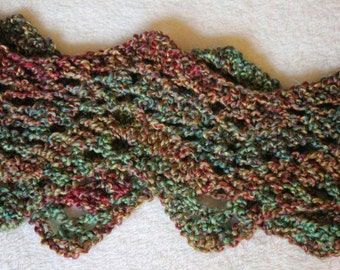 ZIGZAG SCARF Hand Crocheted in Autumn Leaf Colored Vegan Yarn