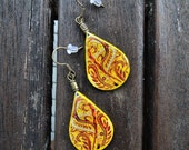 Yellow boho earrings, wearable art, colouful earrings, boho jewelry, yellow jewelry, whimsical jewelry Yellow boho earrings, wearable art, colouful earrings, boho jewelry, yellow jewelry, whimsical jewelry