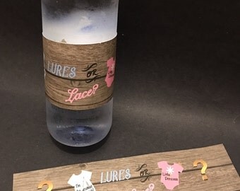 20 Lure or Lace gender reveal bottle water labels