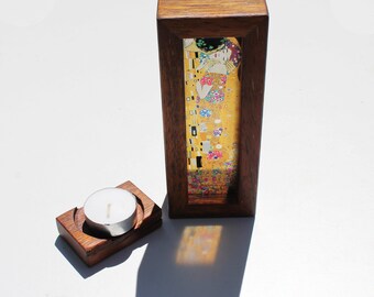 Gustav Klimt The Kiss Translucent Handmade Lightbox with tealight candle holder