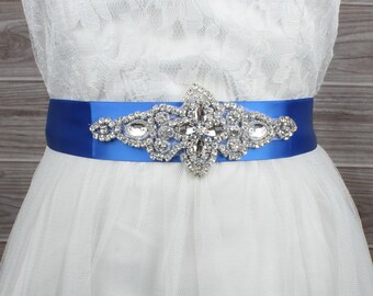 Thin Wedding Crystal Belt, Rhinestone Beaded Sash, Handmade Belts for Wedding, CB001 main image 0