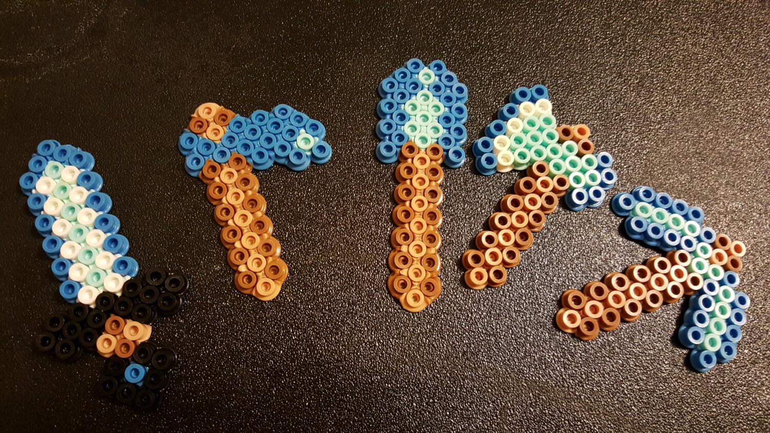 Perler 5 Piece Minecraft Weapon Bead Sprite Pixel Art