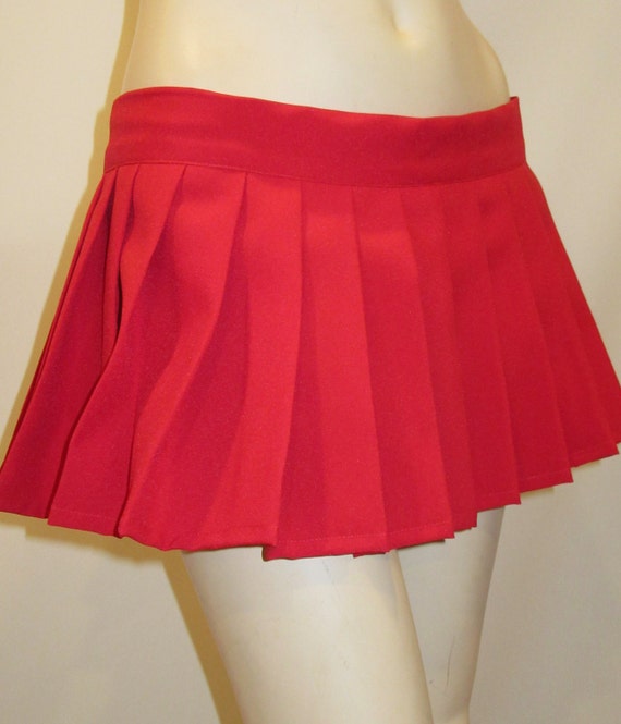 Red Pleated Skirt Beach Cover Bikini CoverPleated Plaid mini