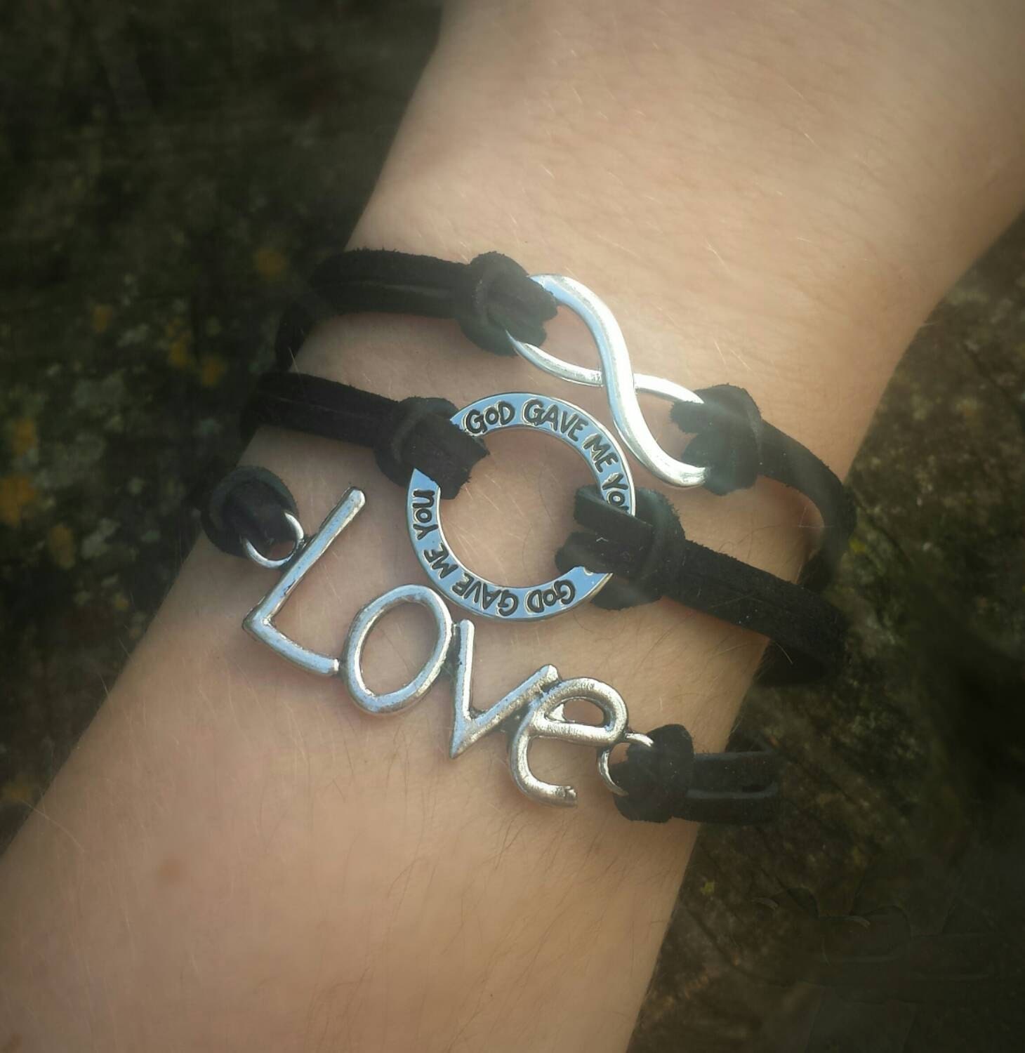 God Gave Me You Love Infinity Stacked Bracelet