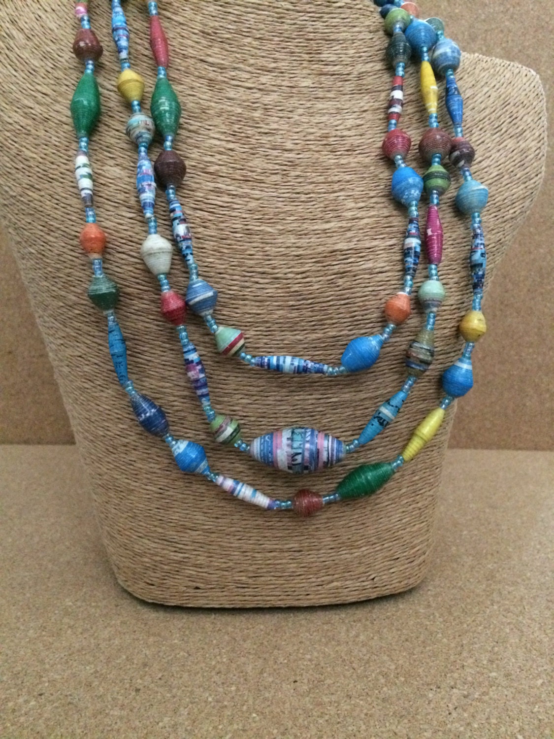 MADE IN KENYA Paper Bead Necklace Hand-rolled Paper