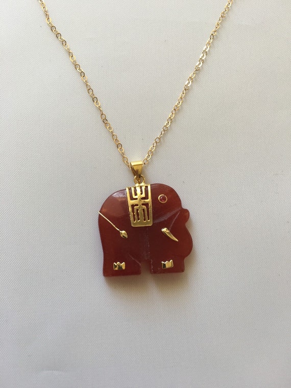 Elephant Charm Necklace Jade Jewelry