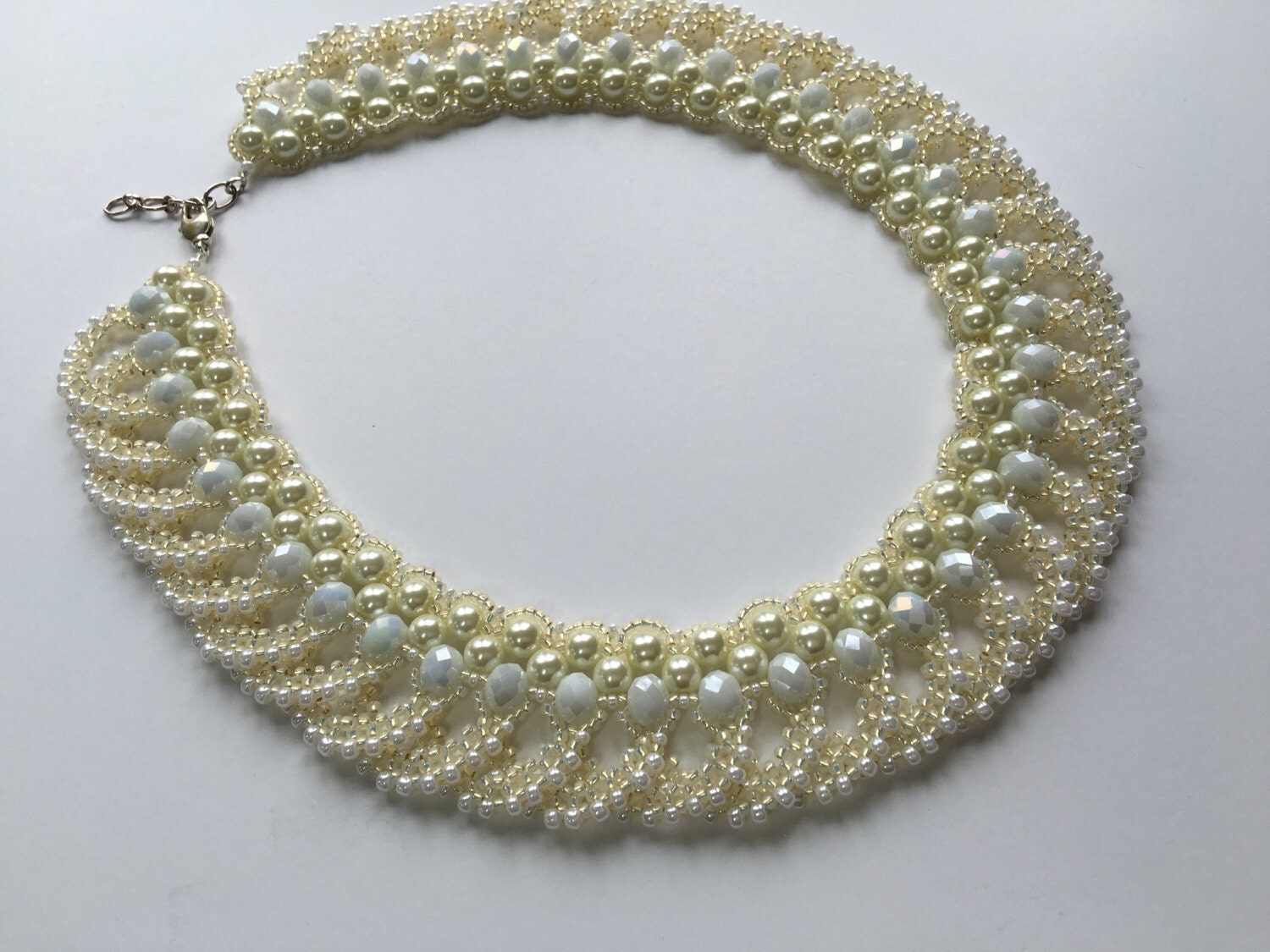 Bridal Necklace Ivory Necklace White Bead Necklace Elegant