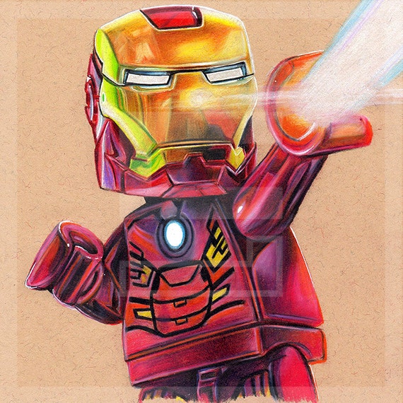 Iron Man Drawing Lego Avengers Fine Art Print A4 by smithead123