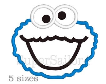 Cookie Monster applique design, Cookie Monster applique, Sesame st applique embroidery