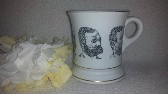 Gold Mustache cup Cup, Porcelain Rim, vintage Vintage mustache Cup Mug Mustache Old Japan,