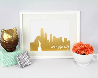 Mannhattan Foil Prints // New York City // NYC // City Silhouettes // Foil Prints // Cityscape Foil Prints // New York City Foil Prints