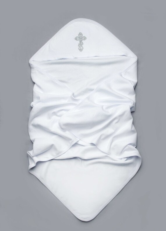 White baby towel. Christening Hooded Baby by HandmadeStoreTS