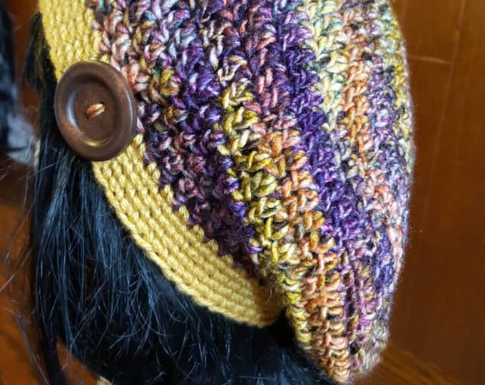 Handmade crochet sunset slouchy hat