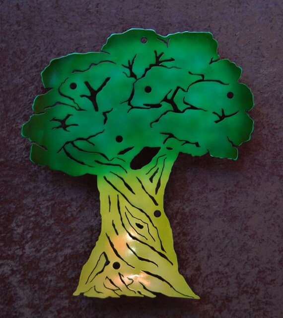 Items similar to Metal Wall Art Steel Laser Cut Oak Tree on Etsy