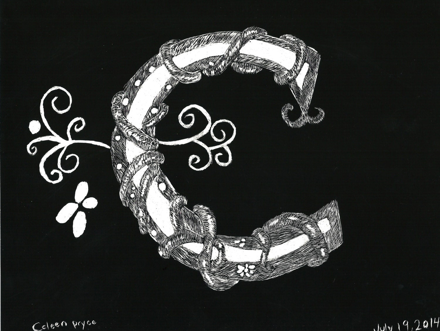 Decorative letters Scratch art illuminated letter by