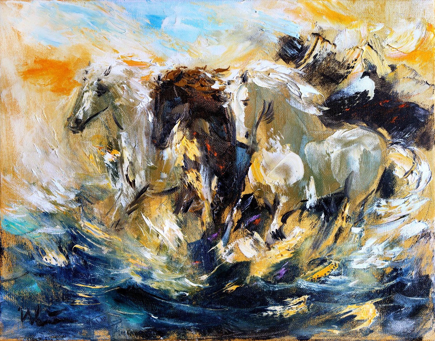 Horse painting Giclee Canvas Print Oil painting print