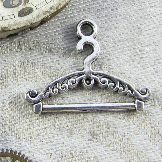 Set of 12 Clothes Hanger Silver Charms GLM004