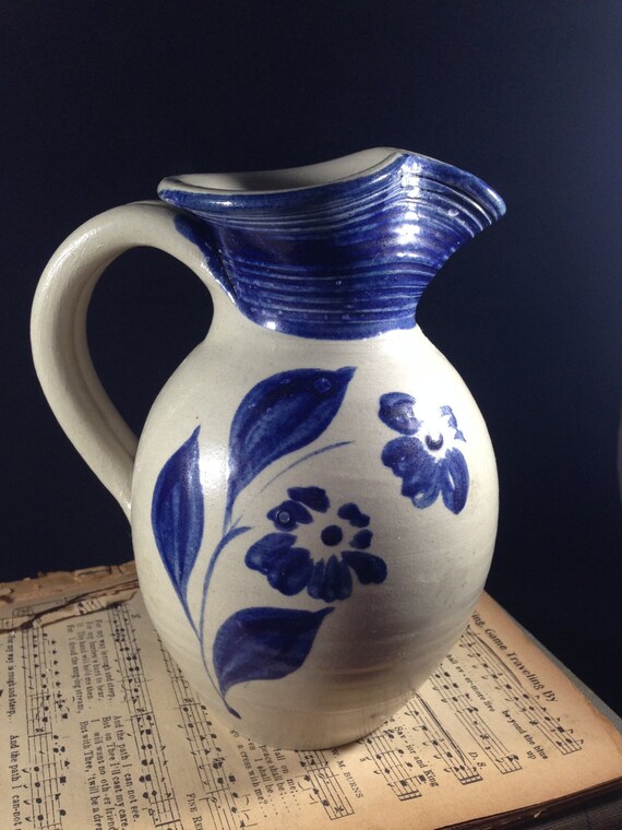 Williamsburg Pottery Pitcher Virginia Stoneware Vintage