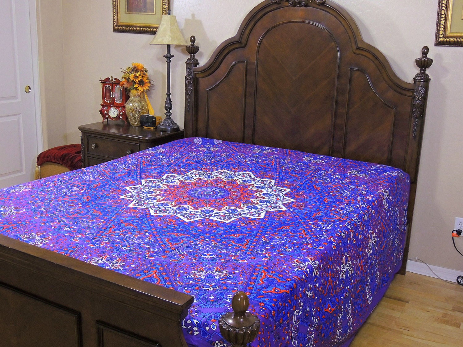 Purple Floral Pattern Indian Bedding Beautiful Cotton by NovaRtsy