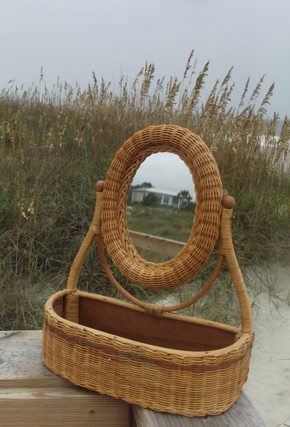 Wicker Vanity Mirror Vintage Natural Wicker Vanity Mirror