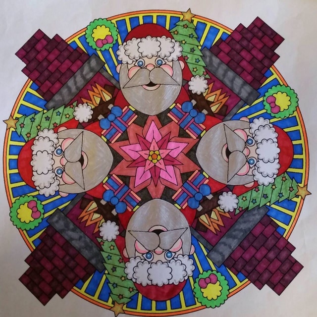 Christmas Eve adult coloring page mandala by Candy Hippie http://candyhippie.com
