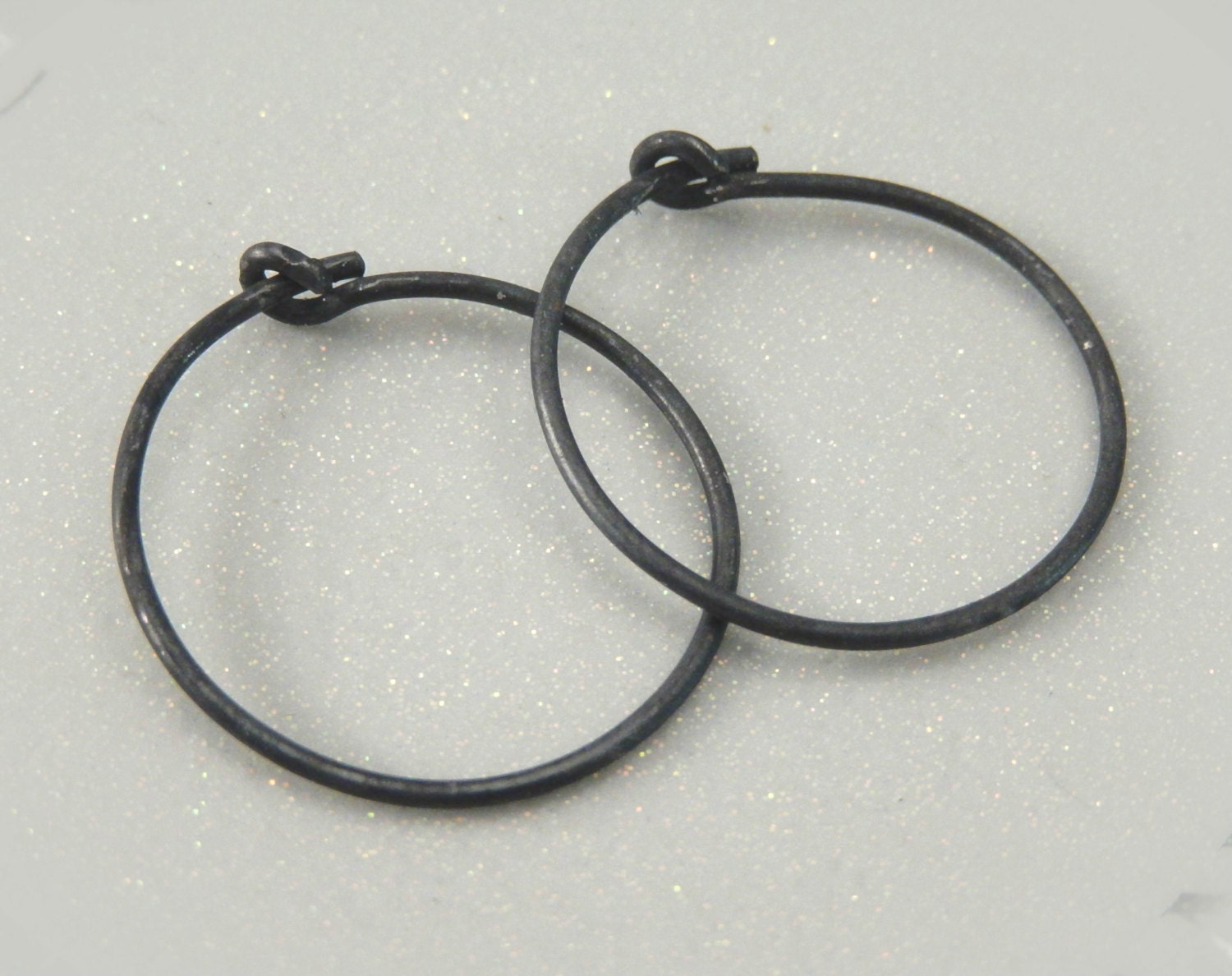 Oxidized Silver Earrings Black Hoop Earrings Silver Hoop