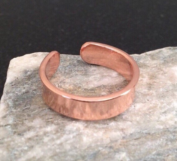 Copper Ring R004 Adjustable Smooth Hammered by CopperMillDesigns