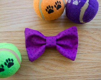 Dog Bow Tie, Purple Dog Bow Tie, dog bow, Dots, Polka Dot Dog Bow