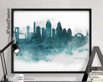 cincinnati poster cincinnati print cincinnati skyline ohio watercolour print wall art home decor travel city prints iprintposter - Home Decor Cincinnati cincinnati poster cincinnati print cincinnati skyline ohio watercolour print wall art home decor travel city prints iprintposter - Home Decor Cincinnati