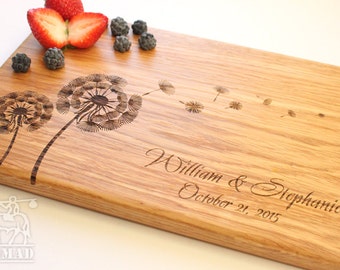 Personalized Cutting Board Dandelions Wedding Gift Custom Wood Kitchen Bridal Shower Anniversary Personalized Cutting Board Dandelions Wedding Gift Custom Wood Kitchen Bridal Shower Anniversary
