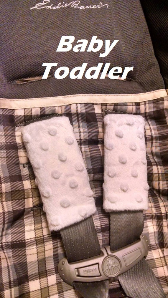White Minky Car Seat Strap Covers for Babies and Toddlers