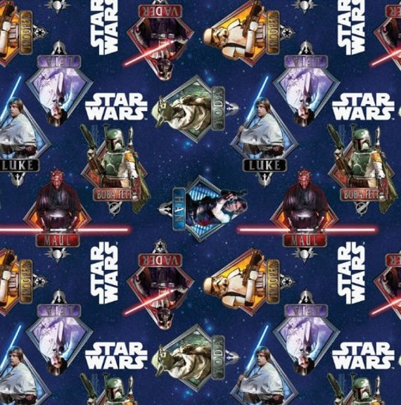 1 Yard of RARE Star Wars fabric. Star Wars print fabric from