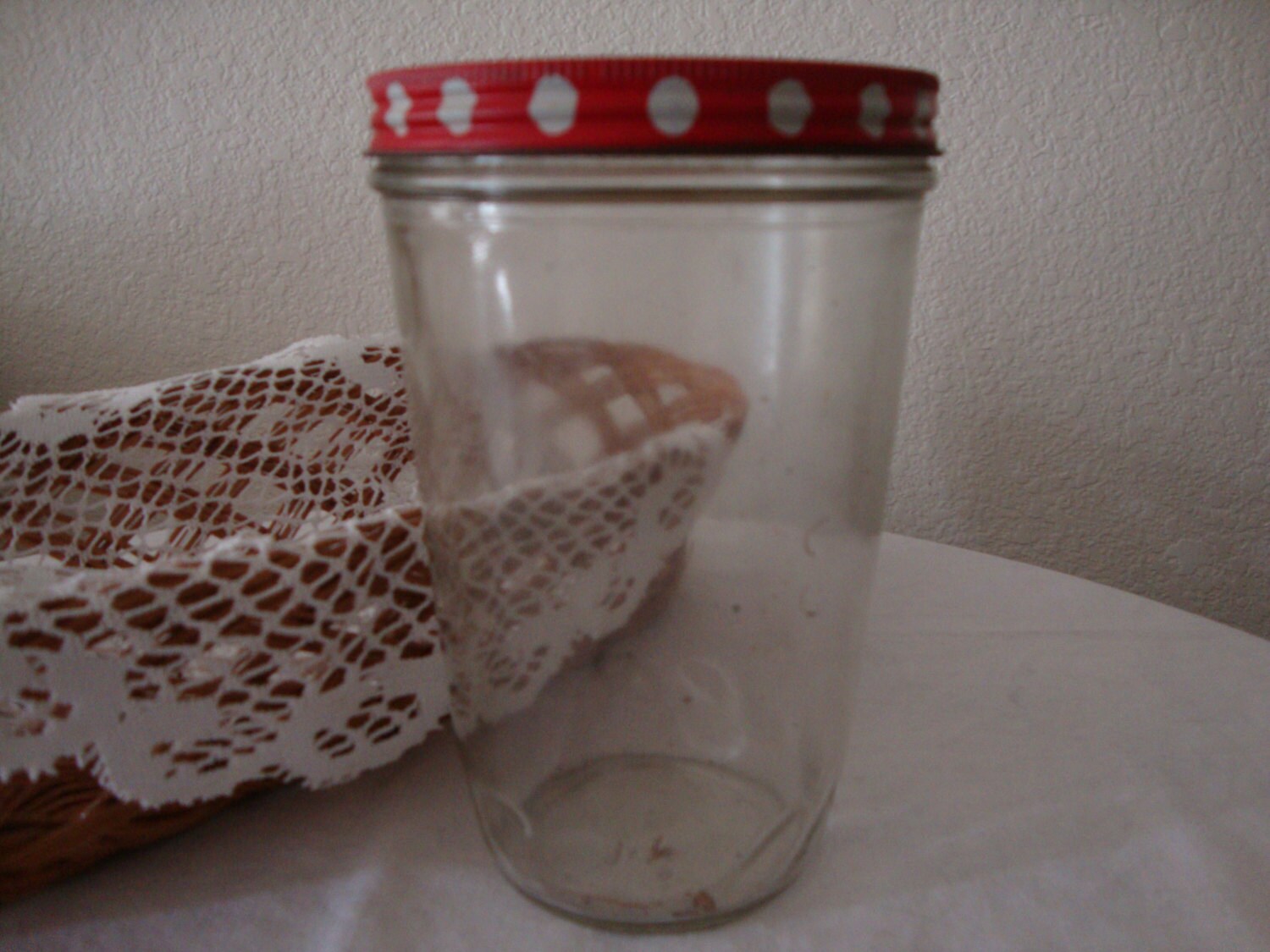 Retro Vintage JFG Peanut Butter ADVERTISING wares glass JAR