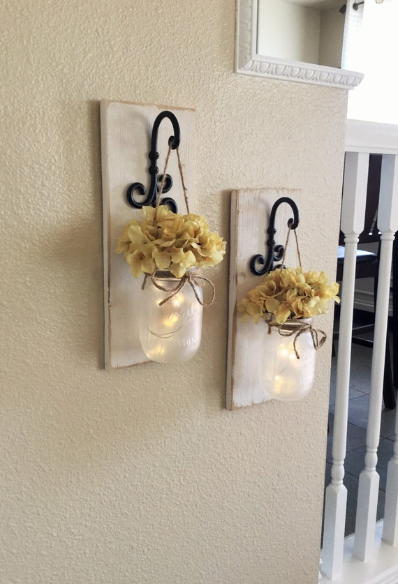 Lighted Mason Jar Sconce Set of Mason Jar Sconces Mason Jar