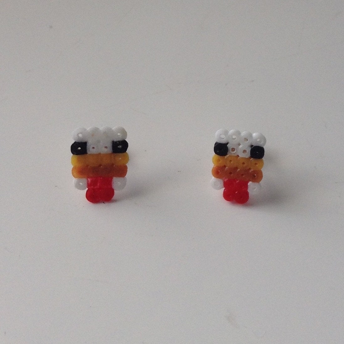 Minecraft themed Chicken/Duck Perler Bead Stud Earrings