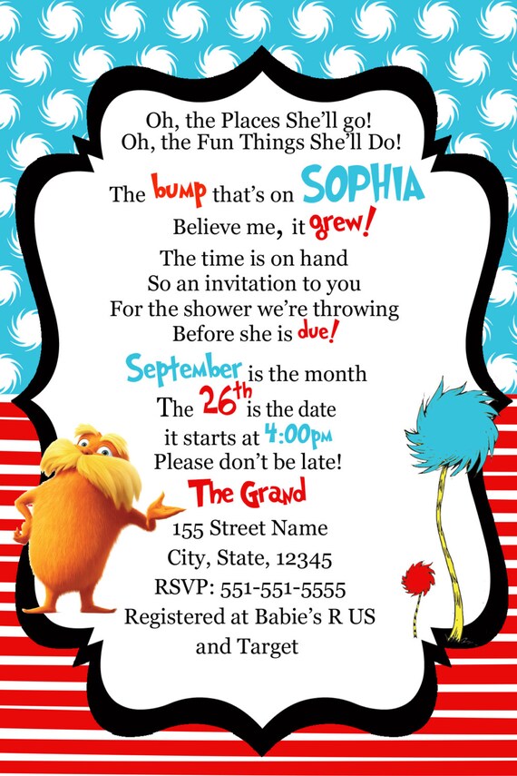 Lorax Baby Shower Invitations 10