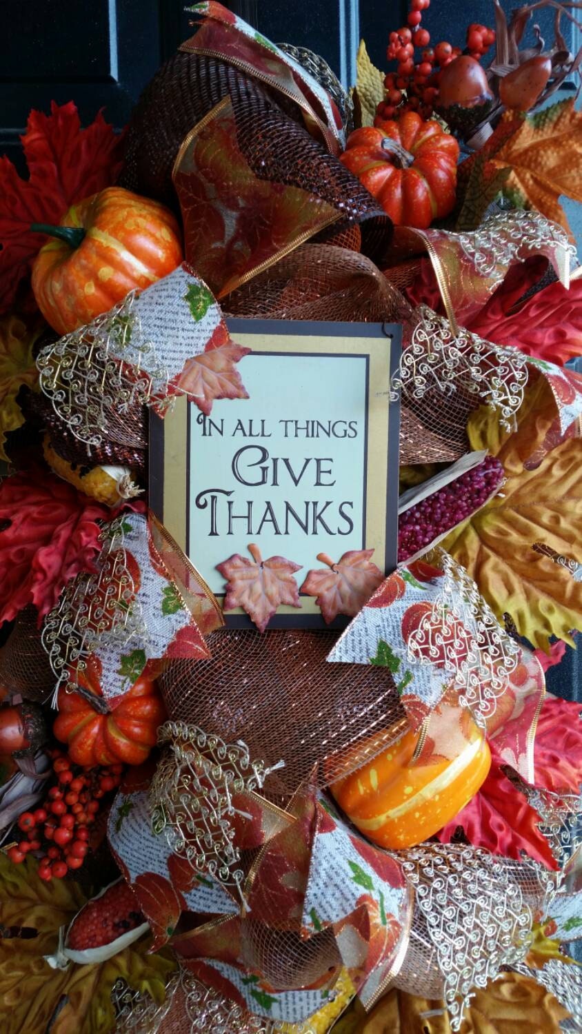 Give Thanks Swag Thanksgiving Swag Autumn Swag Fall Swag