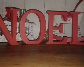 NOEL Free Standing Christmas Decorations, 13cm Large Letters, Colour Choice, Xmas Decoration, NOEL Decor