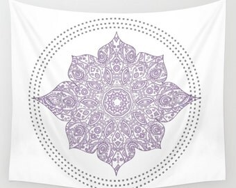 Purple Lotus Mandala Tapestry Wall Hanging Meditation Yoga Grunge Hippie